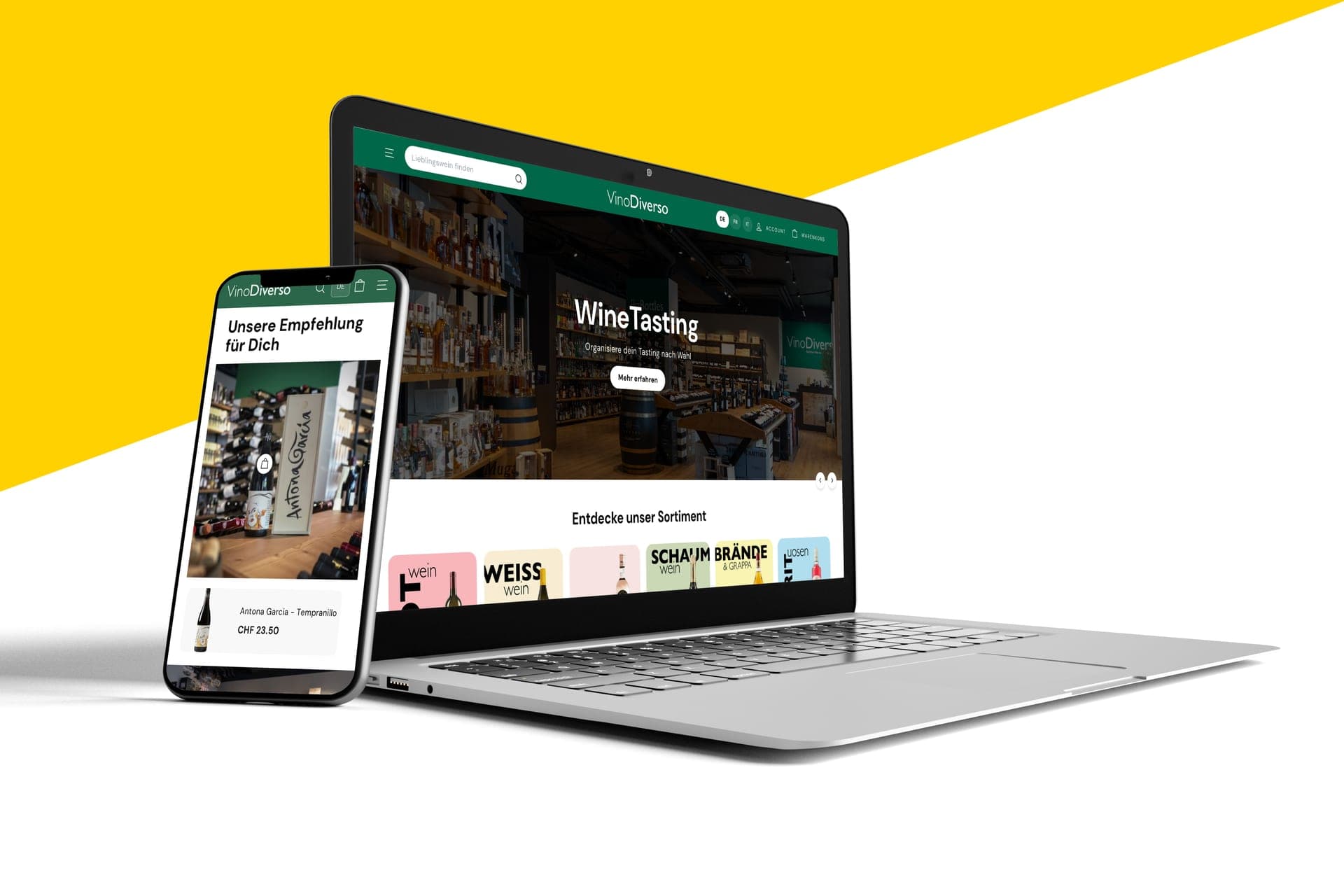 Website-Mockup VinoDiverso — b-emotion